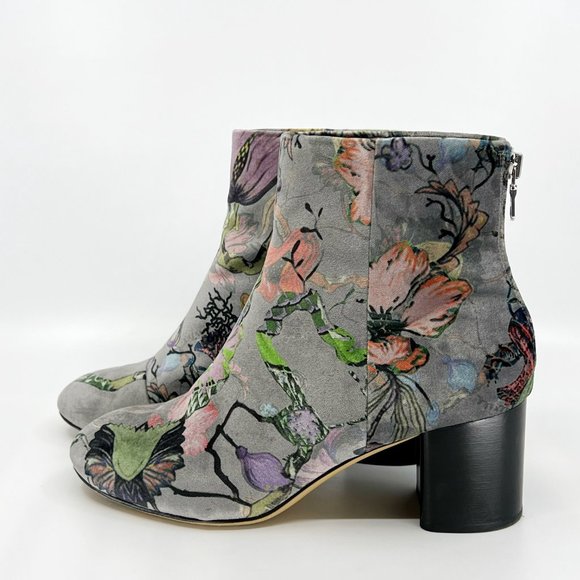 RAG & BONE Drea Floral Velvet Ankle Boot Size 39.5 US 9.5 Box/Dust Cover Italy - Picture 2 of 11